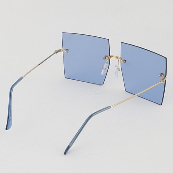 Square Rimless Frameless Large Oversize Sunglasses - Picture 7 of 7